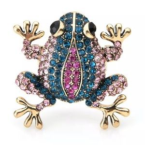 Sparkling Full Rhinestone Frog Brooches